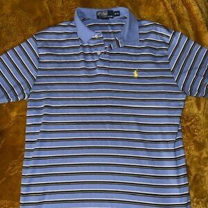 Polo Ralph Lauren Men’s M Striped Polo Shirt Blue Yellow Pony Short Sleeve
